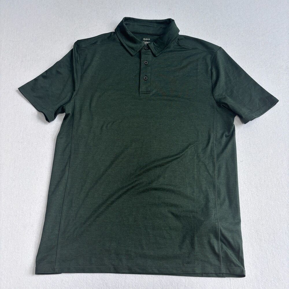 Quince Flowknit Polo Shirt Mens S Green Short Sleeve Performance Golf Preppy EUC